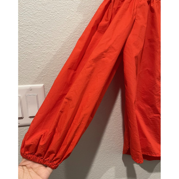 J. CREW Off Shoulder Red Long Sleeve Blouse - Picture 4 of 5